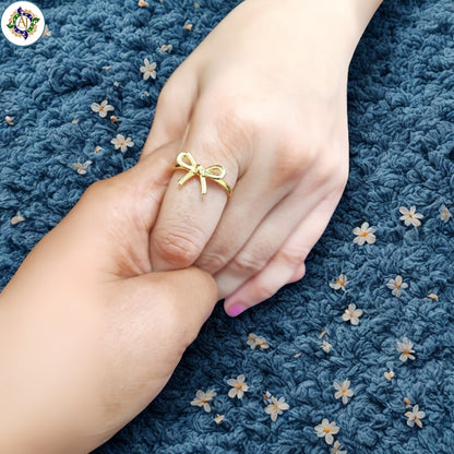 Minimalist Golden Bow Ring By Anirudh Jewels