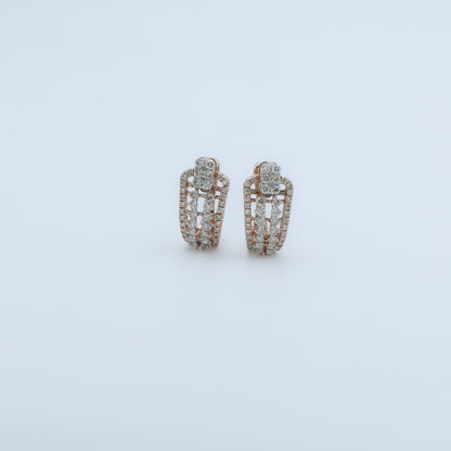 Diamond Tiered Architectural J-Hoop Earrings