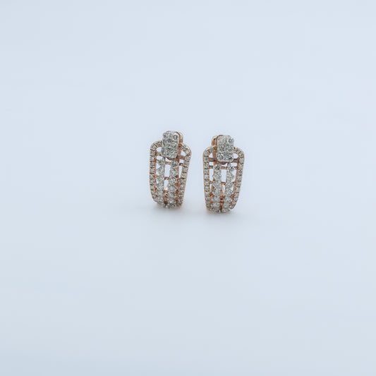 Diamond Tiered Architectural J-Hoop Earrings