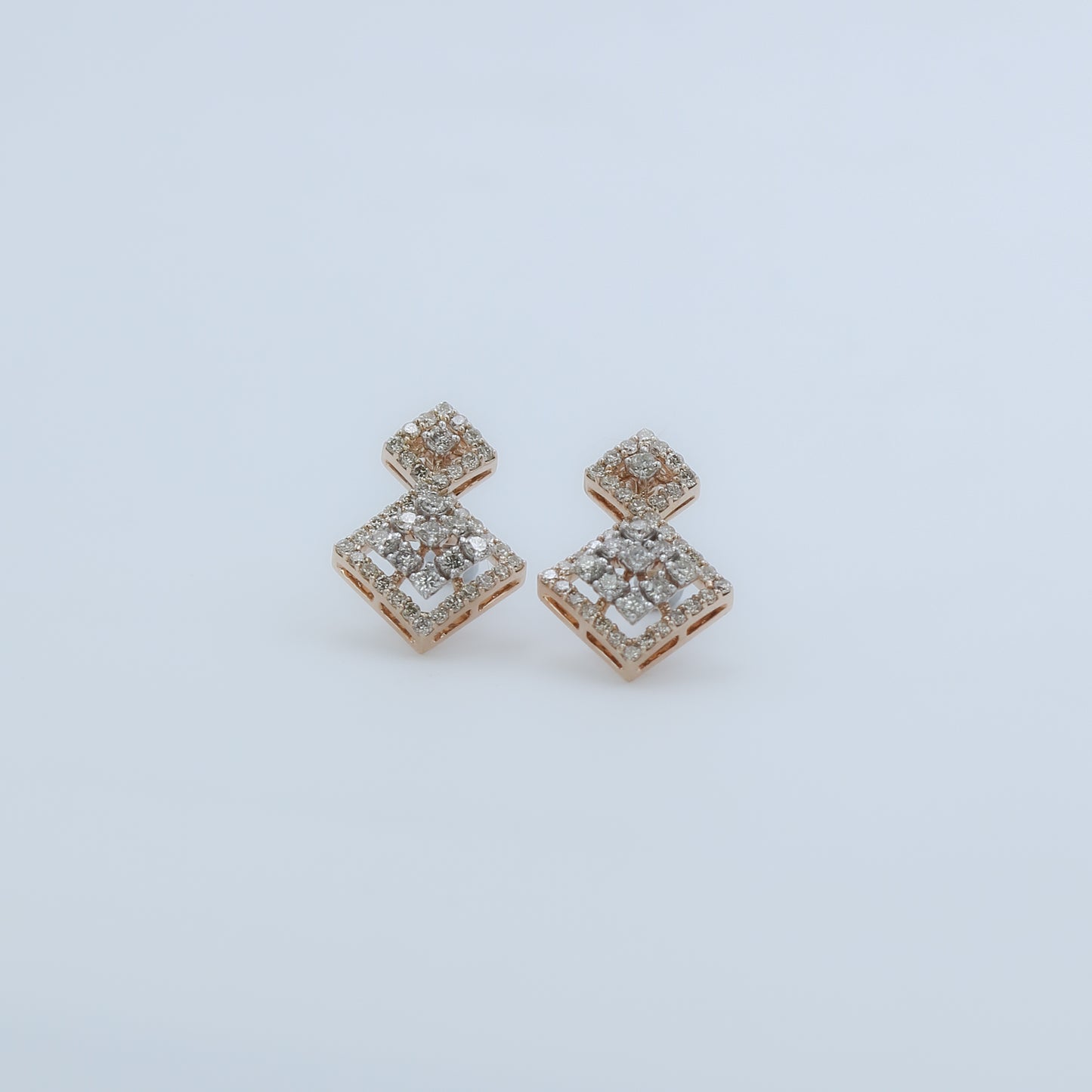 Diamond Geometric Drop Stud Earrings