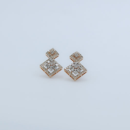 Diamond Geometric Drop Stud Earrings