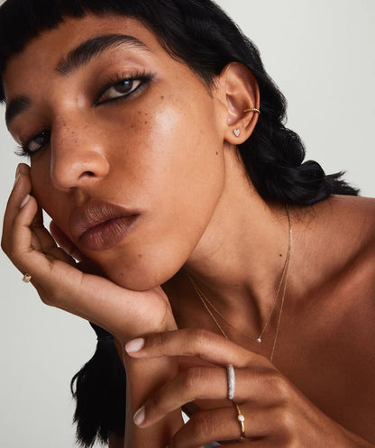 Two-Tone Pave Diamond Leaf Cluster Stud Earrings