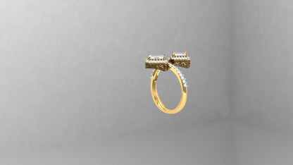 Hexagon Double-Head Halo CVD Diamond Ring