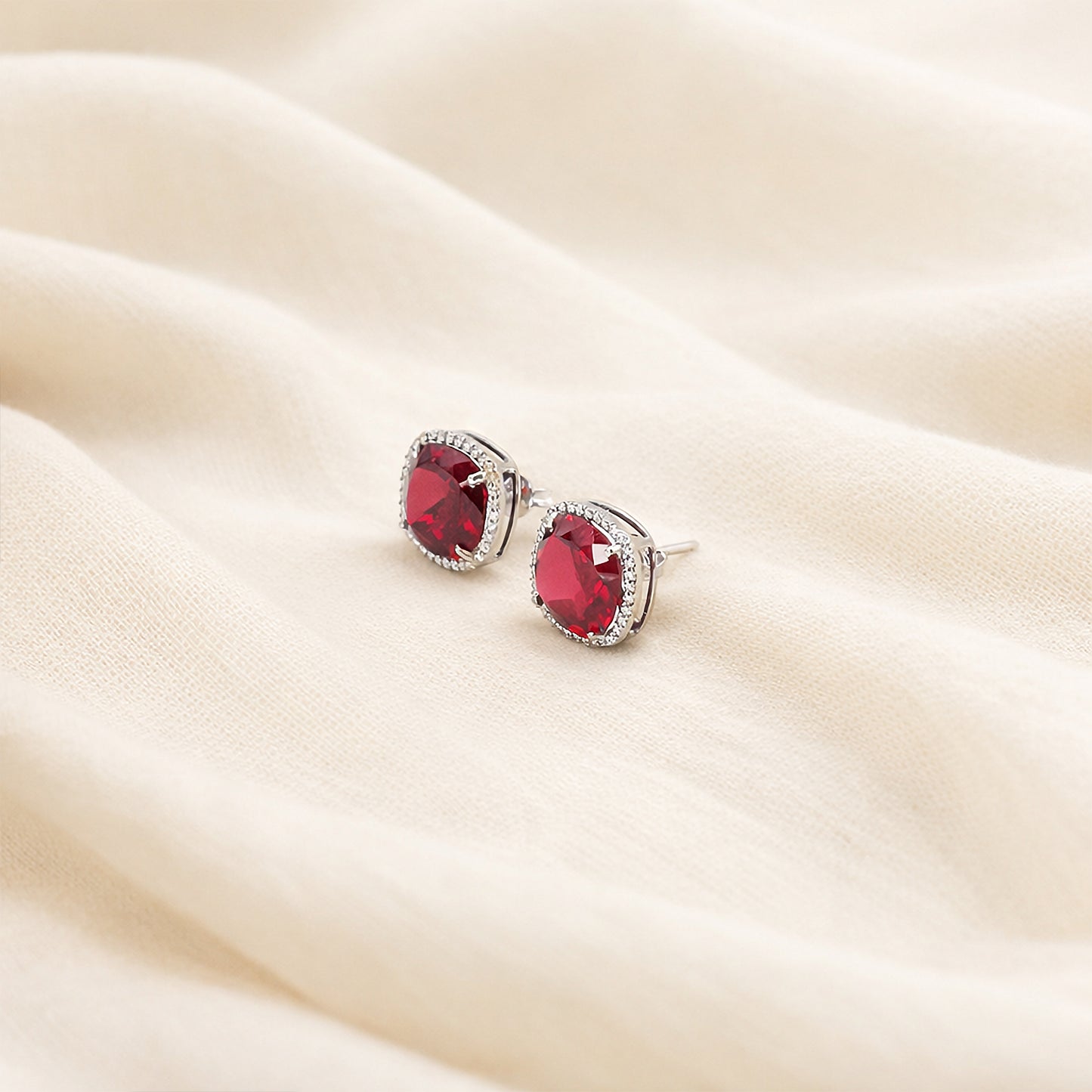 Ruby Diamond Stud Earrings - Anirudh Jewels