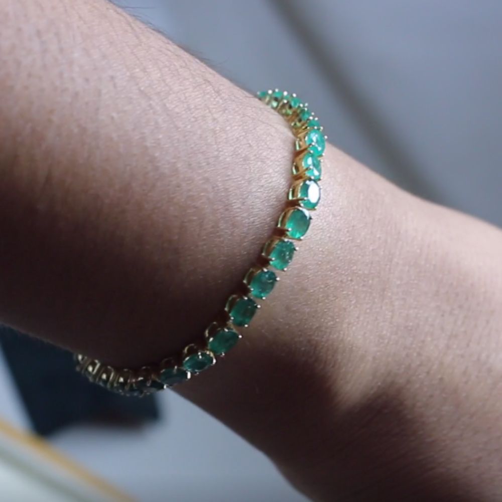 Natural Emerald Beaded/Strand Bracelet