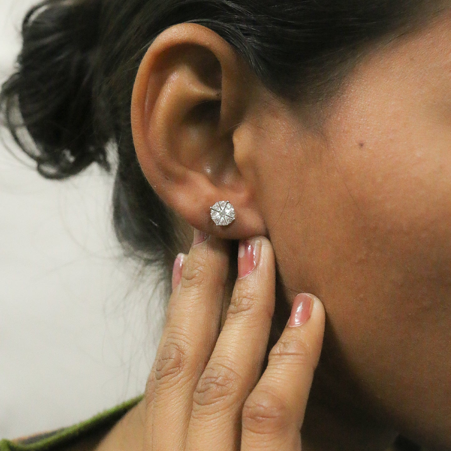 Diamond Compass Star Stud Earrings