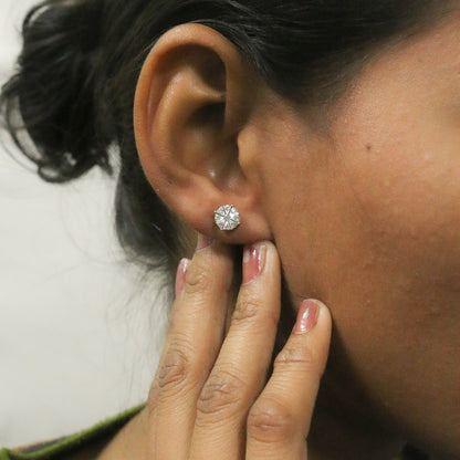 Diamond Compass Star Stud Earrings
