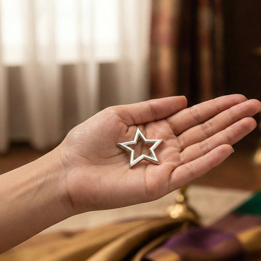 Star Shaped Gold Lock Pendant – Statement Star Charm - Anirudh Jewels