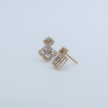Diamond Geometric Drop Stud Earrings