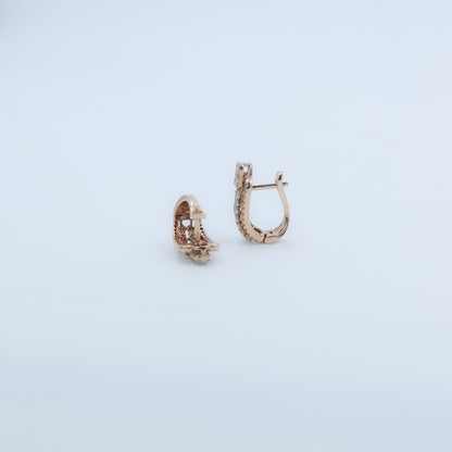 Diamond Tiered Architectural J-Hoop Earrings