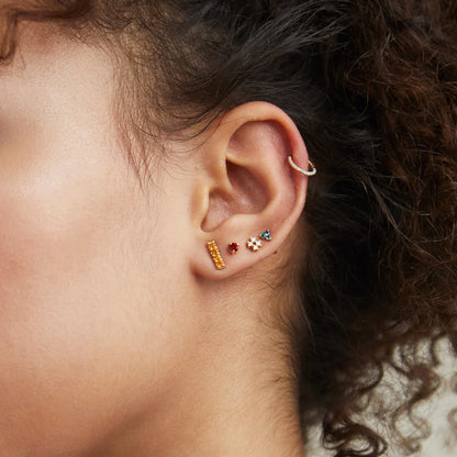 Two-Tone Diamond Pave Open C-Cuff Earrings