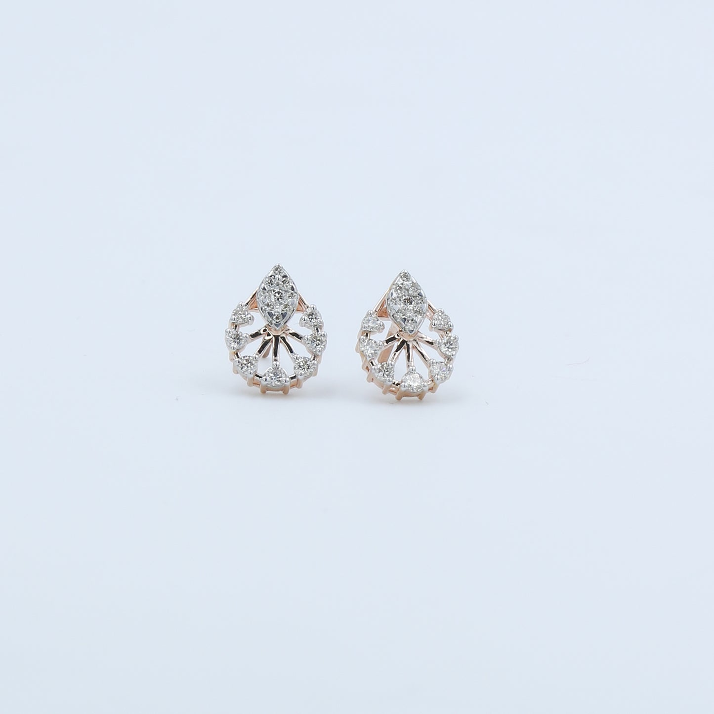 Diamond Teardrop Cluster Stud Earrings