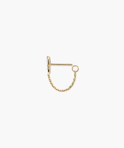 Yellow Gold T-Bar and Chain Threader Earring
