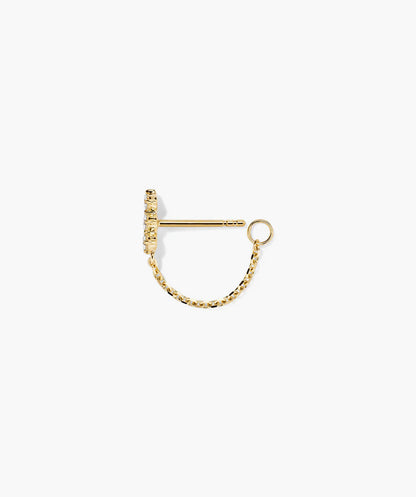 Yellow Gold and Diamond Dangle Earring with Chain