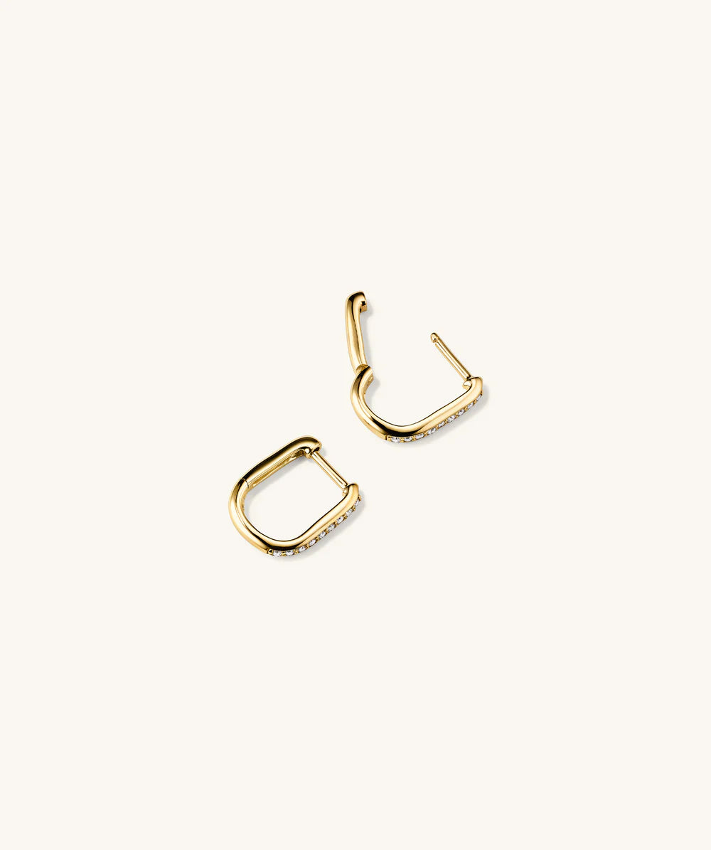 Yellow Gold Pave Diamond Mini Huggie Hoop Earrings