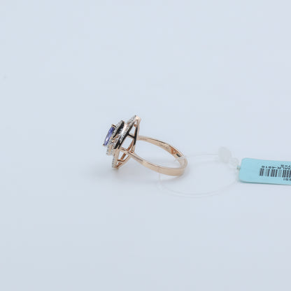 Diamond & Blue Colorstone Marquise Halo Ring
