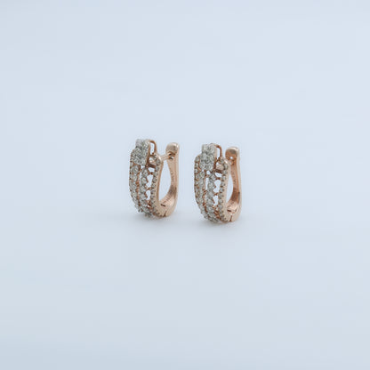 Diamond Tiered Architectural J-Hoop Earrings