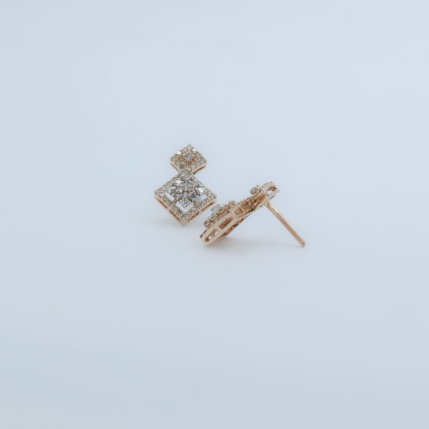 Diamond Geometric Drop Stud Earrings