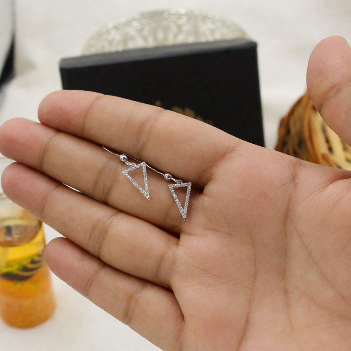 Minimal Diamond Drop Earrings - Anirudh Jewels