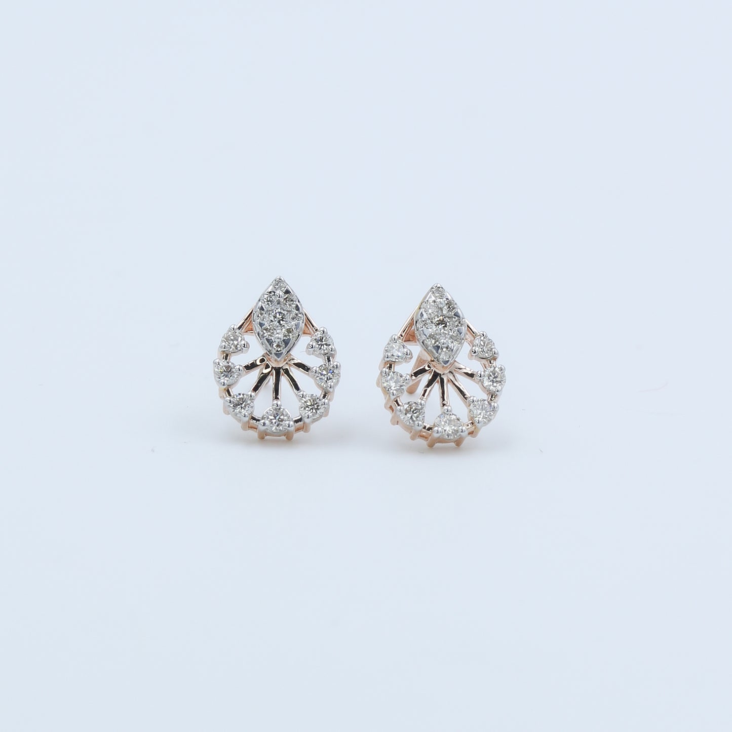 Diamond Teardrop Cluster Stud Earrings