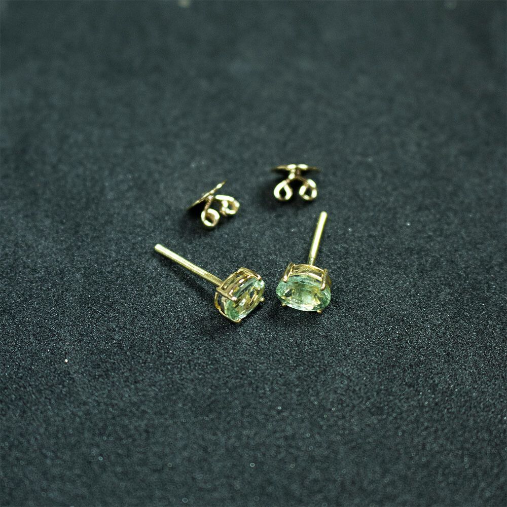 Yellow Gold Bezel-Set Tourmaline Stud Earrings