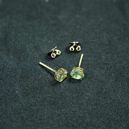 Yellow Gold Bezel-Set Tourmaline Stud Earrings