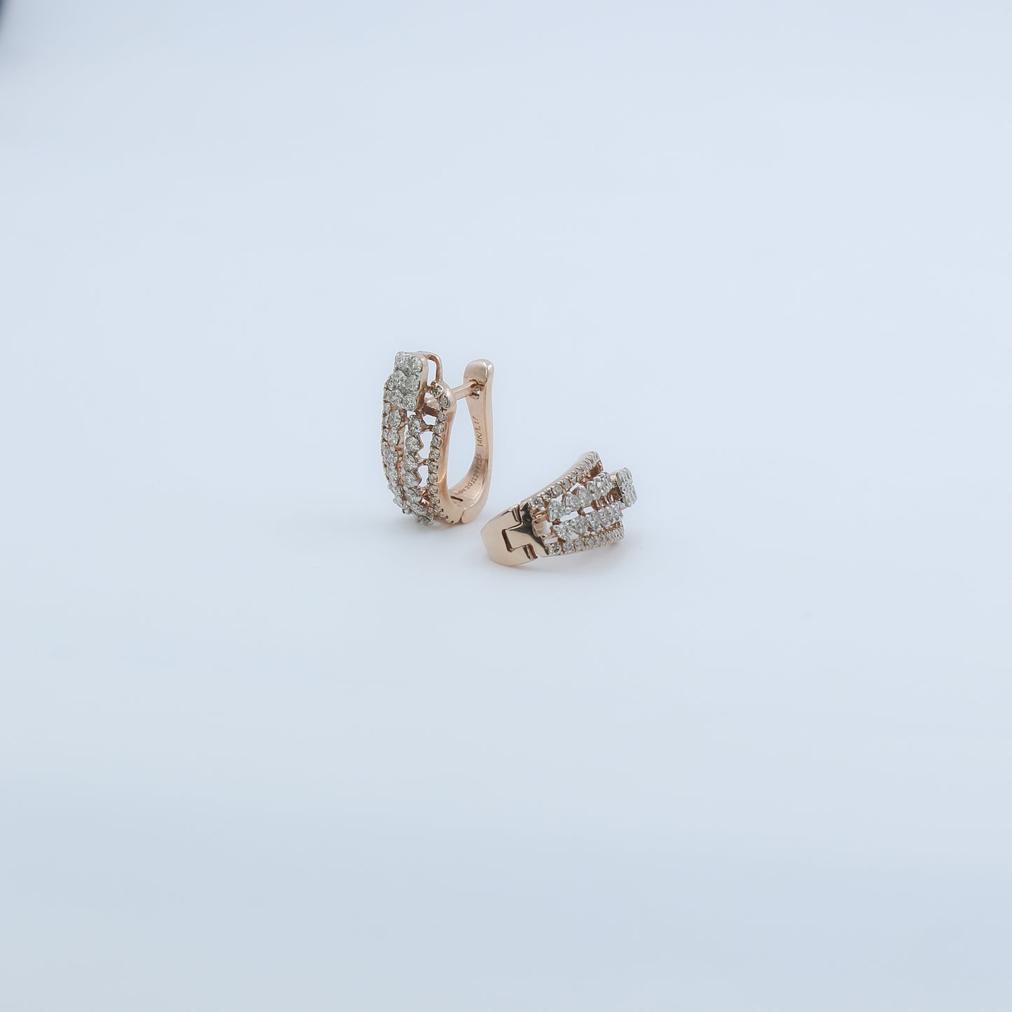 Diamond Tiered Architectural J-Hoop Earrings