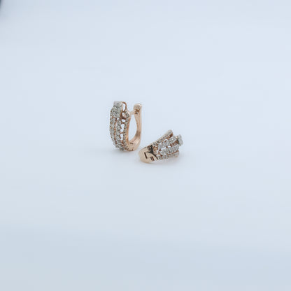 Diamond Tiered Architectural J-Hoop Earrings