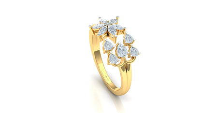 Yellow Gold Multi-Kite Diamond Cluster Statement Ring