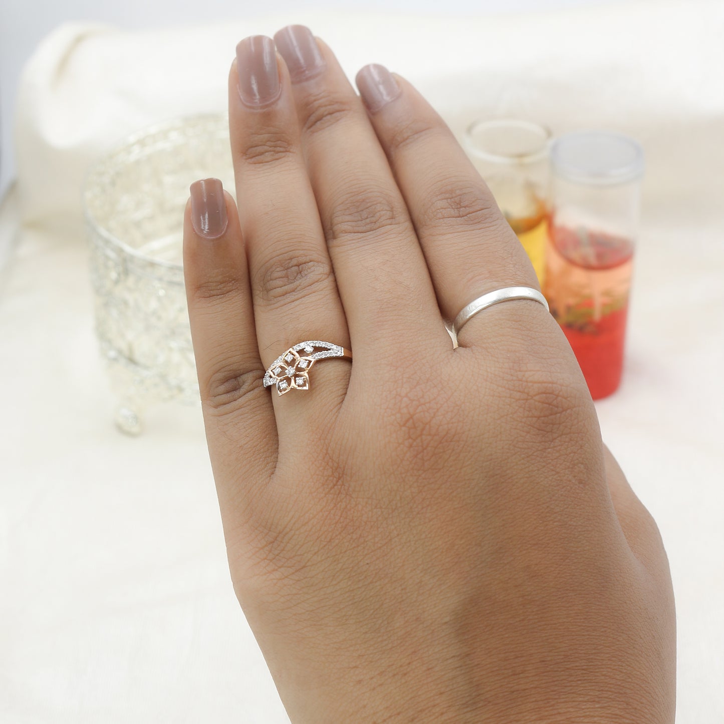 Diamond Petite Floral Ring