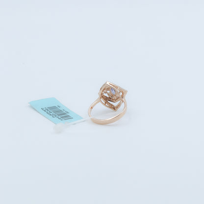 Diamond & Blue Colorstone Marquise Halo Ring