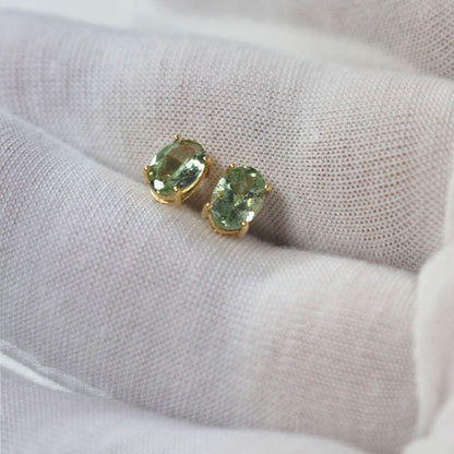 Yellow Gold Bezel-Set Tourmaline Stud Earrings