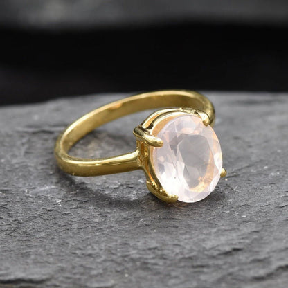Rose Gold Oversized Rose Quartz Solitaire Ring