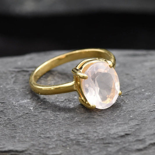 Rose Gold Oversized Rose Quartz Solitaire Ring