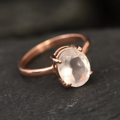 Rose Gold Oversized Rose Quartz Solitaire Ring