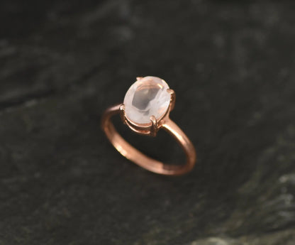 Rose Gold Oversized Rose Quartz Solitaire Ring