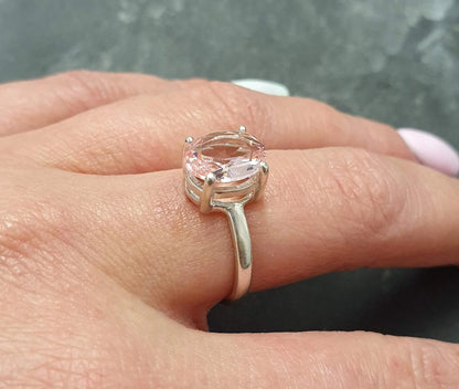 Rose Gold Oversized Rose Quartz Solitaire Ring