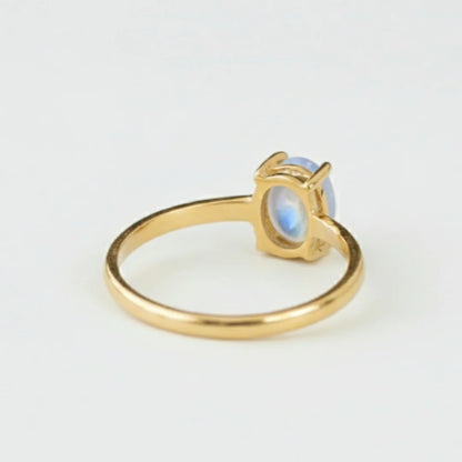 Yellow Gold Bezel-Set Moonstone Open Ring