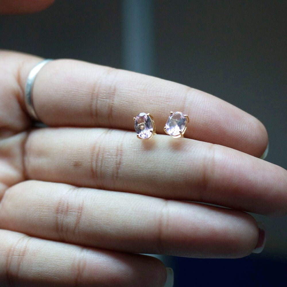 Yellow Gold Bezel-Set Tourmaline Stud Earrings