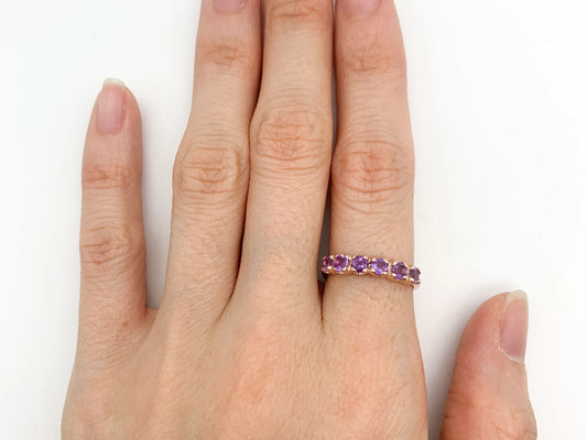 Rose Gold Amethyst Pave Eternity Band