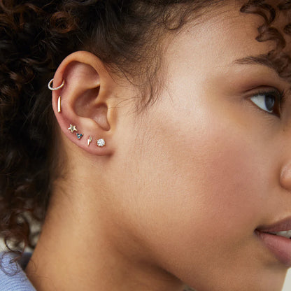 Two-Tone Diamond Pave Open C-Cuff Earrings