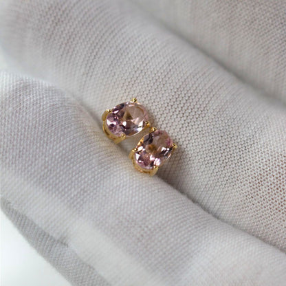 Yellow Gold Bezel-Set Tourmaline Stud Earrings