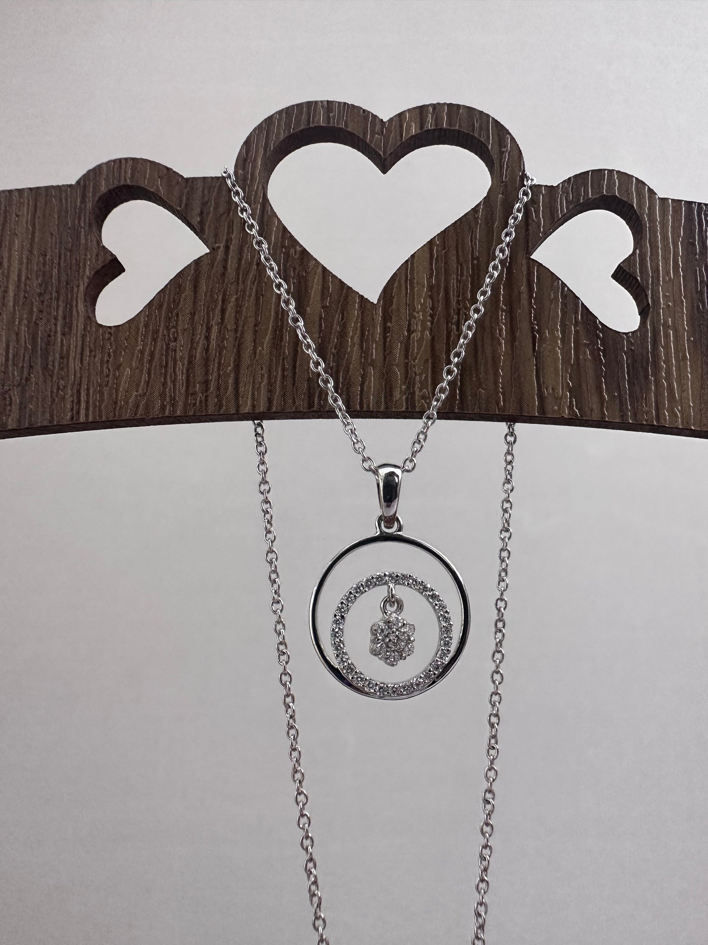 Dainty Double Circle Diamond Pendant Necklace
