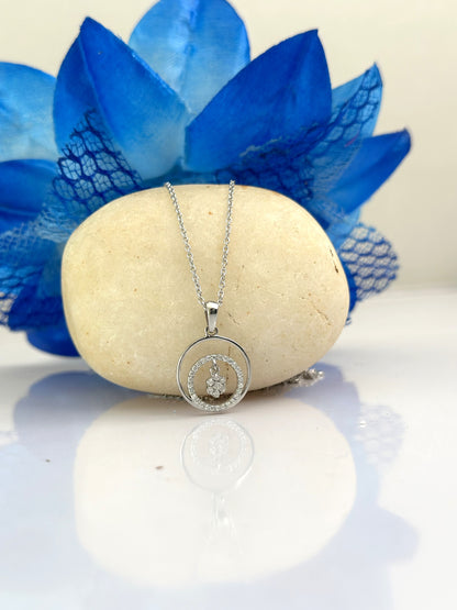 Dainty Double Circle Diamond Pendant Necklace