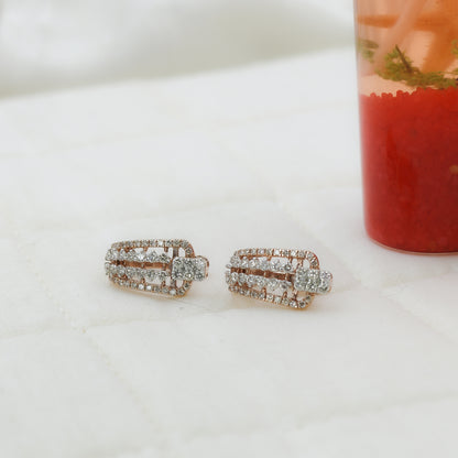 Diamond Tiered Architectural J-Hoop Earrings