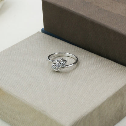 Three Stone Diamond Twist Gold Ring for Women – Elegant Designer Statement Ring - Anirudh Jewels