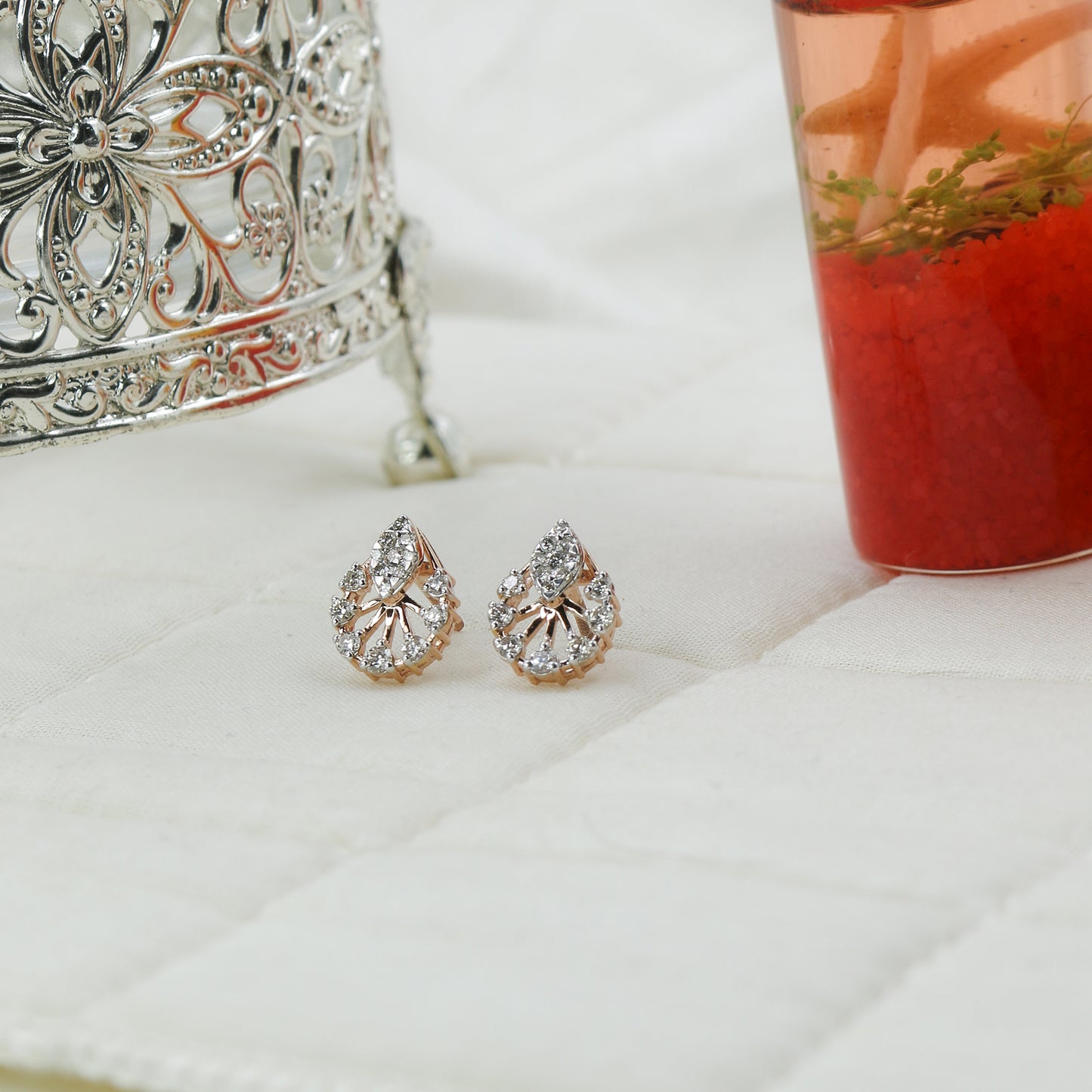 Diamond Teardrop Cluster Stud Earrings