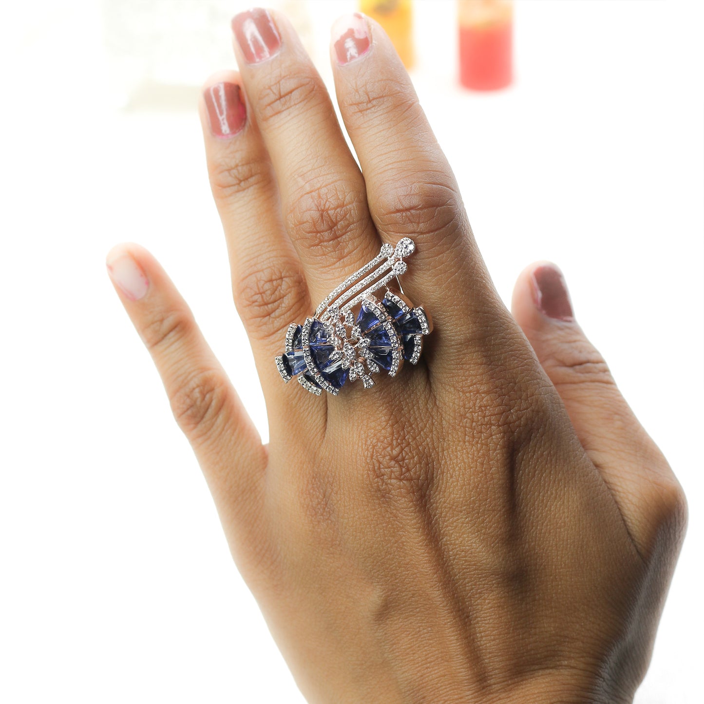 CVD Diamond & Royal Blue Cocktail Ring