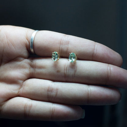 Yellow Gold Bezel-Set Tourmaline Stud Earrings