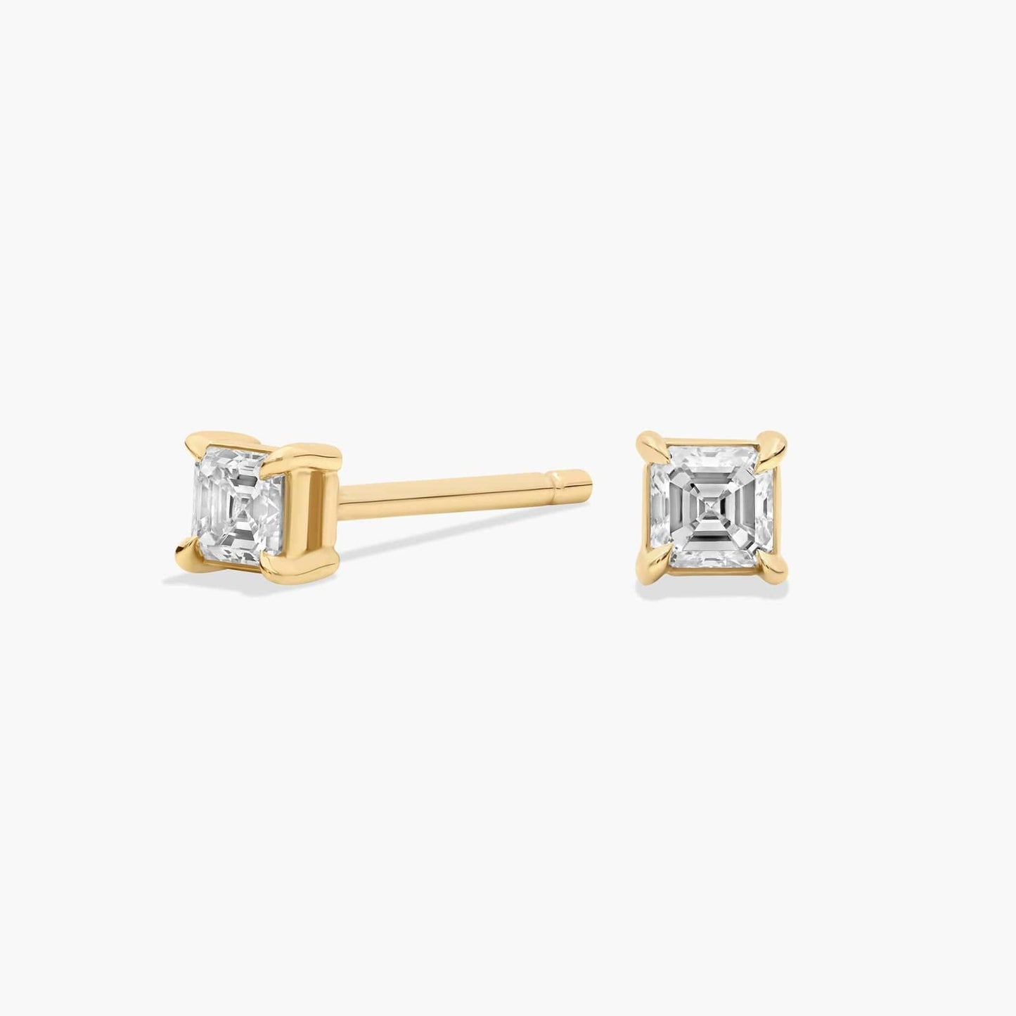 CVD Diamond Princess-Cut Style Studs in Gold